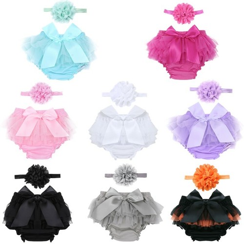 Baby Girls Ruffle Panties Bowknot Brief Headband Set Photo Photography Outfits - Picture 1 of 69