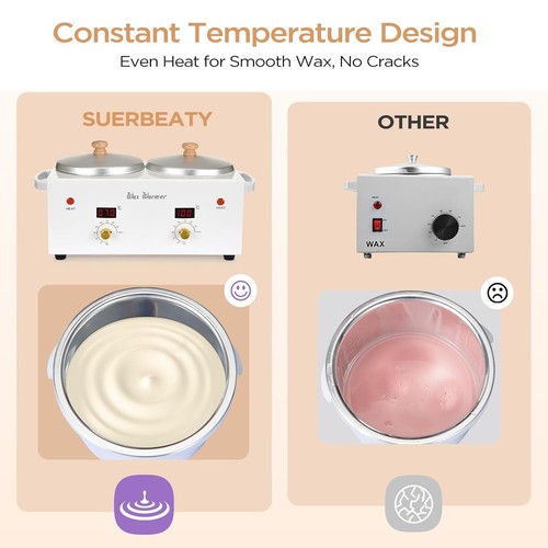 Double Pot Wax Warmer 1L Kit Auto-Temp for Smooth Skin Painless Hair Removal - Picture 6 of 14