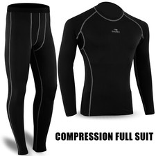 Winter Thermal Mens Compression Base Layer Under Full Suit Tights Pant Shirt Set
