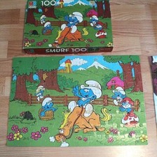 Vintage Milton Bradley 1982 Smurf 100 Piece Puzzle Complete