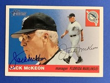 JACK McKEON (Padres HOF) Signed 2004 Topps Heritage #130 MARLINS Autograph Auto