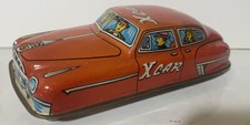 Vintage X Car Tin Red Toy Spinner Car Red Original Good Wheels