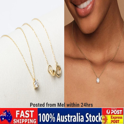 Brilliant Cut CZ Diamond Necklace in Box Shape Dainty Necklace gift 