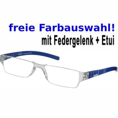 Damen Herren Lesebrille Sehhilfe Lesehilfe Federscharnier + Etui Transparent