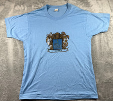 Vintage 80s Hoban Family Crest T-Shirt Large Made in USA Blue Soft Single Stitch