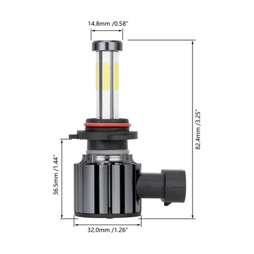 6-Sides 9005 H11 Combo COB LED Headlight Bulbs Kit 6500K White High Low Beam 4x - Picture 3 of 12