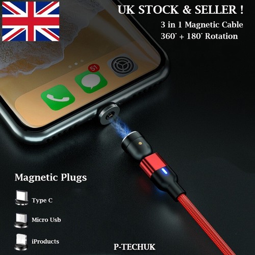 2025 540° 3 in 1 Rotating Magnetic Cable Magnetic Phone Charger A15 - Picture 10 of 13