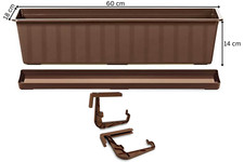 Image of Window Box Flower Balcony Rectangular 11L Garden Herb Planter Pot Decor Brown