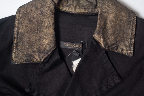Roberto Cavalli Neu mit Etikett Damen Baumwolle Schwarz Vintage Jacke Blazer Pullover Größe M - Bild 5 von 15