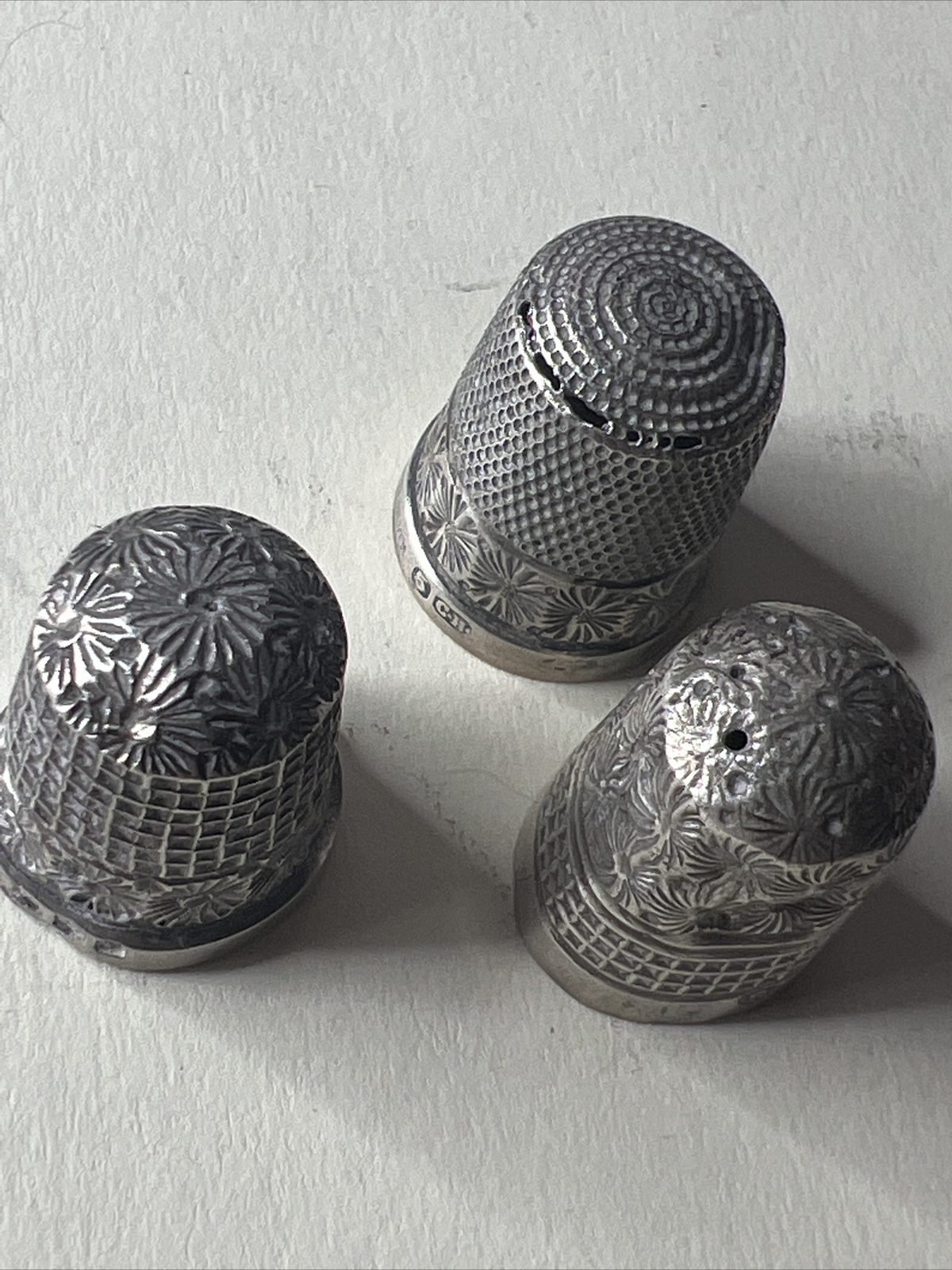 Three Antique Sterling Silver Thimbles eBay
