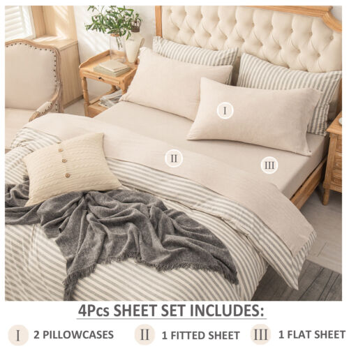 Ultra Soft Jersey T-Shirt Cotton Deep Pocket Sheets Set 4pc Bedding Q/K/F/T/CK - Picture 13 of 182