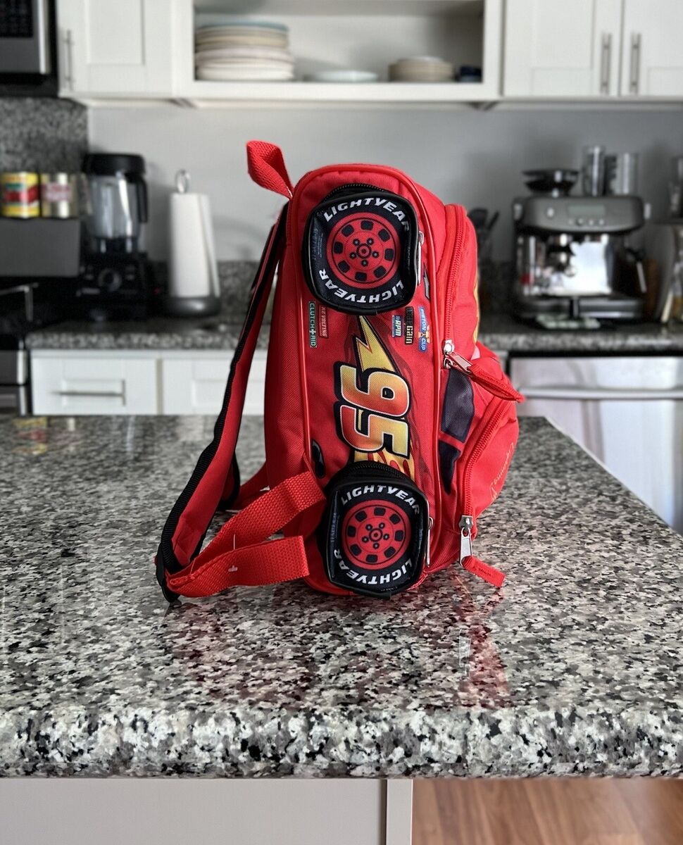 Disney Pixar Lightning McQueen Rust-eze Backpack Red Kids Race Car