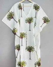 Indian Floral Print Kaftan 100% Cotton Hippie Maxi Women Nightwear Caftan Dress