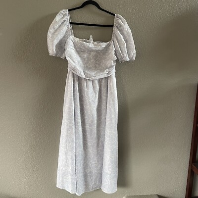 O.P.T River Midi Dress Womens XL Purple Puff Sleeve Cottagecore Prairie  Smocked | eBay