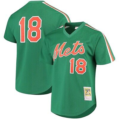 MITCHELL & NESS Green New York Mets #18 Strawberry BATTING PRACTICE MESH  JERSEY 