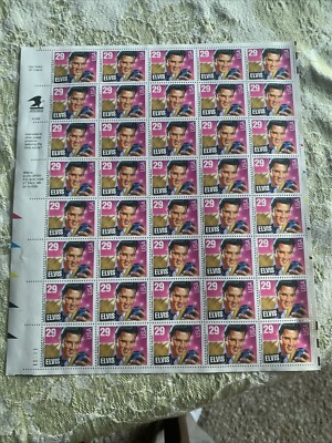 USPS Elvis Presley Stamps Rock & Roll 1992 Full Sheet of 40 - 29 Cent ...