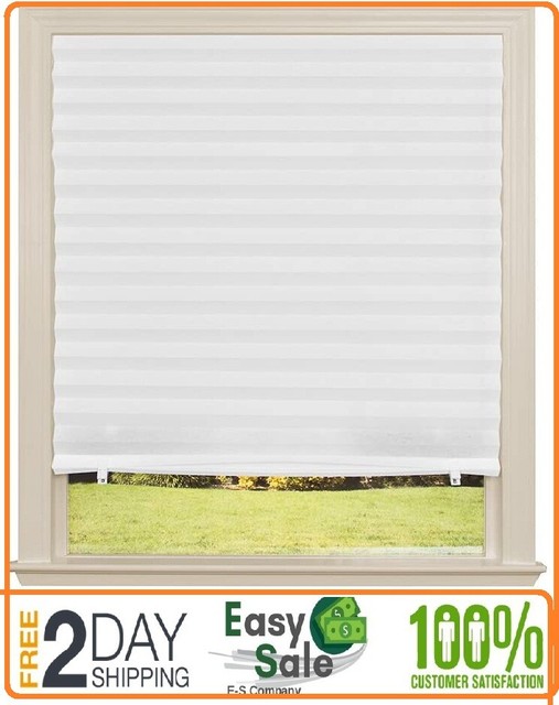Paper Window Blinds Black Out Pleated 36 x 72 Inch Sun Shade Pull Down