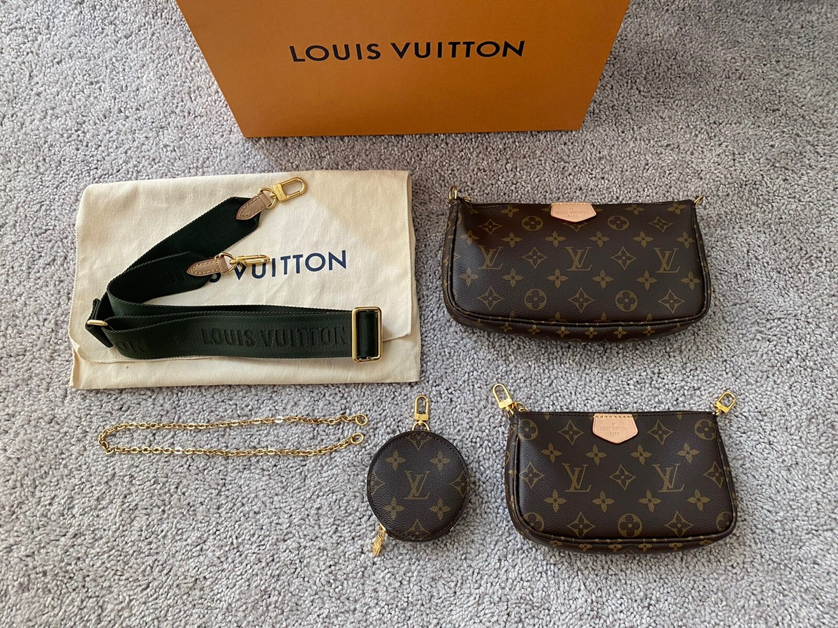 Louis Vuitton Multi Pochette Accessoires Shoulder Bag Brown Canvas (Green  Strap)