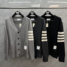 Thom Browne Men/women's New Wool Classic Knitted Cardigan Fashion Break