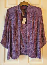 NWT ALEX Evening Womens M Midnight Orchid Sequined Party Cruise Jacket Tank Set