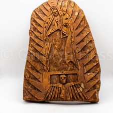 Retro Primitive folk art bark/wood carving/wall hanging/devotional
