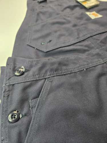 Carhartt FR CAT2 Navy Blue Canvas Double Knee Bib Overalls Mens 34x34 NEW NWT - Picture 11 of 15