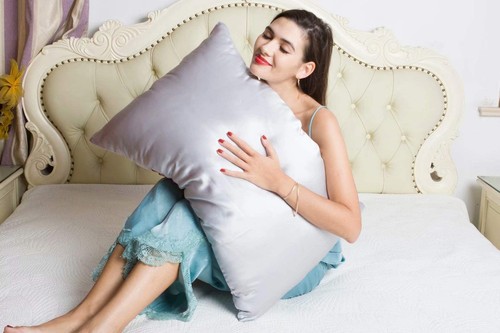 22 Momm Pure Mulberry Natural Silk Pillowcase 3 pc Gift Set -King Silver Grey - Picture 7 of 8