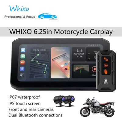 WHIXO Wireless Carplay Android Auto Moto Stereo, HD Screen, IPS,Dual Camera