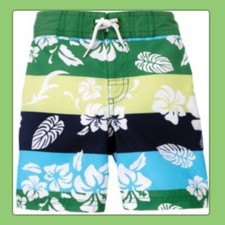 NWT Boys 2T Gymboree   SWIM SHOP  Tropical Floral GREEN/BLUE Swim TRUNKS liner 