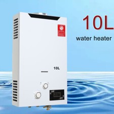 10L Tankless Hot Water Heater Boiler w/Shower Head LPG Propane Gas Home White UK