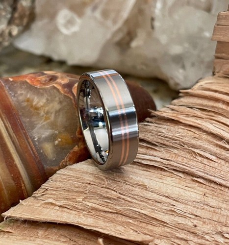 Copper and Titanium Ring, Comfort Fit, 6.5mm, Made to Order, Wedding Band - Picture 4 of 10