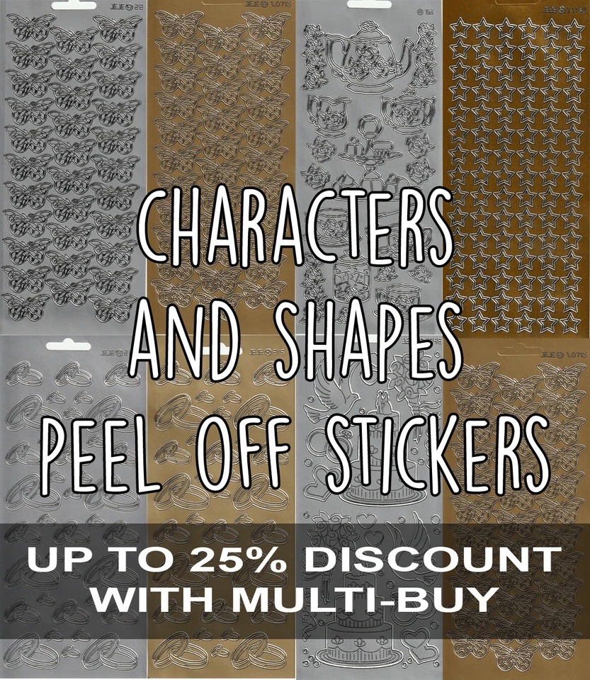 Character & Shapes Peel Off Stickers – Gold/Silver – Crafts, Cards, Scrapbooking