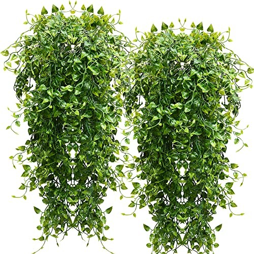 2 plantas colgantes artificialis de 32 pulgadas, plantas colgantes 1 Edera - Foto 2 di 8