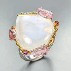 Fine Art ring 32 ct Natural Moonstone Ring 925 Sterling Silver Size 8 /R455140
