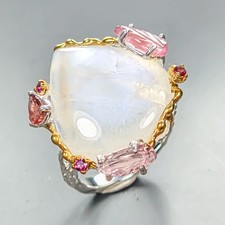 Fine Art ring 32 ct Natural Moonstone Ring 925 Sterling Silver Size 8 /R455140