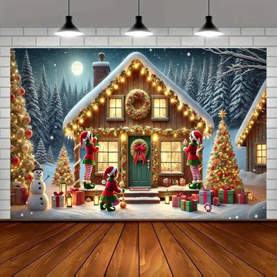 2D Flat, 2D Flat Christmas Elf Happy Decoration Banner 8.0x6.0 Feet - Versatile