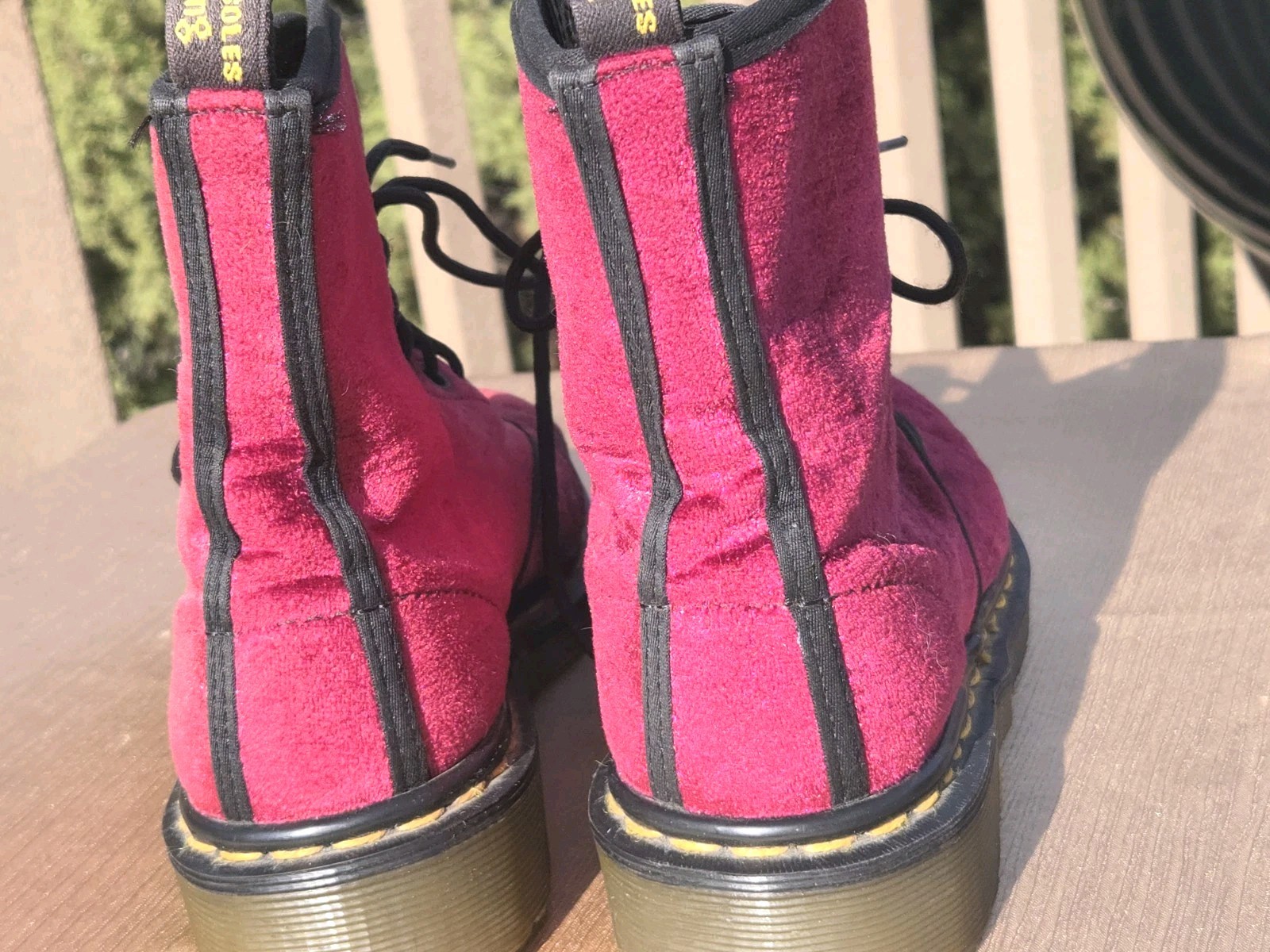 Dr Doc Martens 1460 Vegan Crushed Velvet Lace Up Boots Size 6 Women's Burgundy thumbnail 5