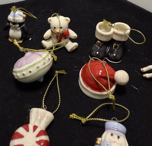 Lenox Christmas Memories Mini Ornaments 10 Piece NEW In Box Ivory Ceramic 24K - Picture 9 of 12