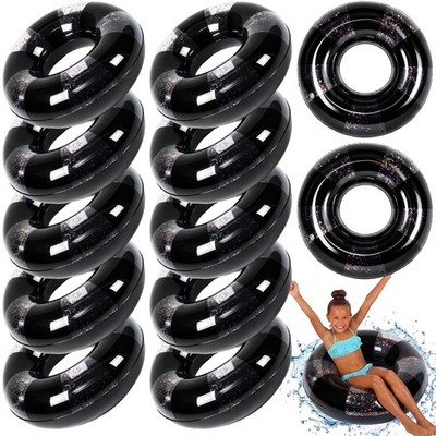 Simgoing 12 Pack Inflatable Pool Floats for Kids 24 Inch Glitter Swimming Rin...