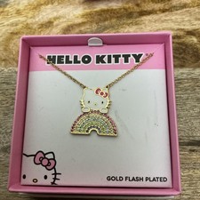 Hello Kitty Fine Gold Flash Plated Rainbow Pendant Necklace NEW