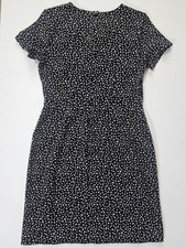 Old Navy Animal Print Dress Womens Medium Black White Spots Tradwife Cocktail 