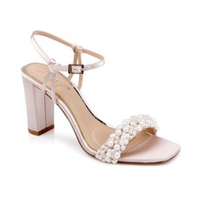 Jewel Badgley Mischka Peoria Square Toe Evening Sandals Champagne Satin