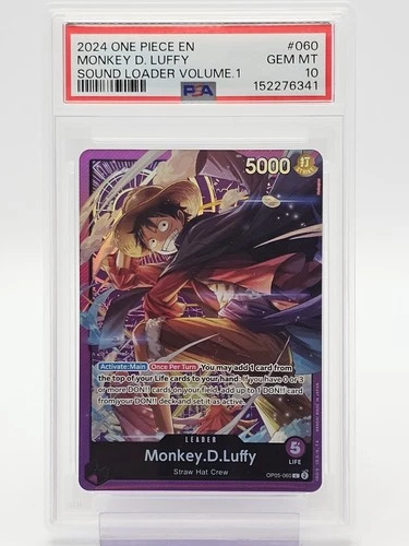 MONKEY D. LUFFY 2024 ONE PIECE SOUND LOADER VOL.1 #OP05-060 LEADER PSA 10 Q6092