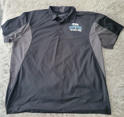 Sport Tek Gray Colorblock Athletic Polo Tampa Bay Pro Wrestling Black Shirt 3XL