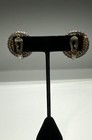 10k White Gold Pearl Melee Sapphire Cluster English Lock Earrings 26.4mm 14.71 g — photo 4