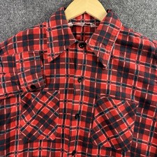 VTG 70  s Wrangler Sanforized Flannel Button Up Shirt Men  s S Fits L Red Plaid