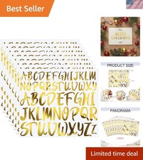 416 Pcs Gold Letter Stickers, 8 Sheets Cursive Alphabet Stickers, 1" 1.5", ...