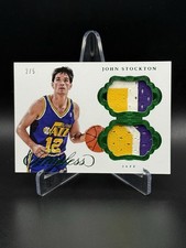 2016-17 Panini Flawless John Stockton Green Emerald Dual Game Used Patch 2/5