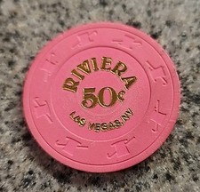 Vintage Riviera Casino ~ Las Vegas Pink Casino Chip ~ 50&cent;