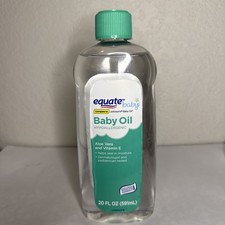  2 Pack Equate Baby Hypoallergenic Baby Oil, Aloe Vera  Vitamin E, 20 fl oz